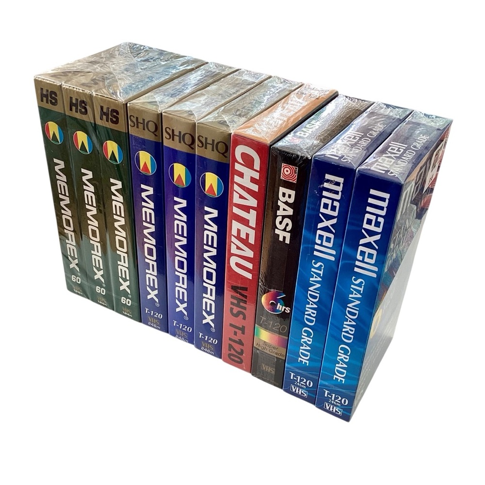 MEMOREX, BASF, MAXWELL | 10x VHS Tapes 6 Hrs Sealed New Blank